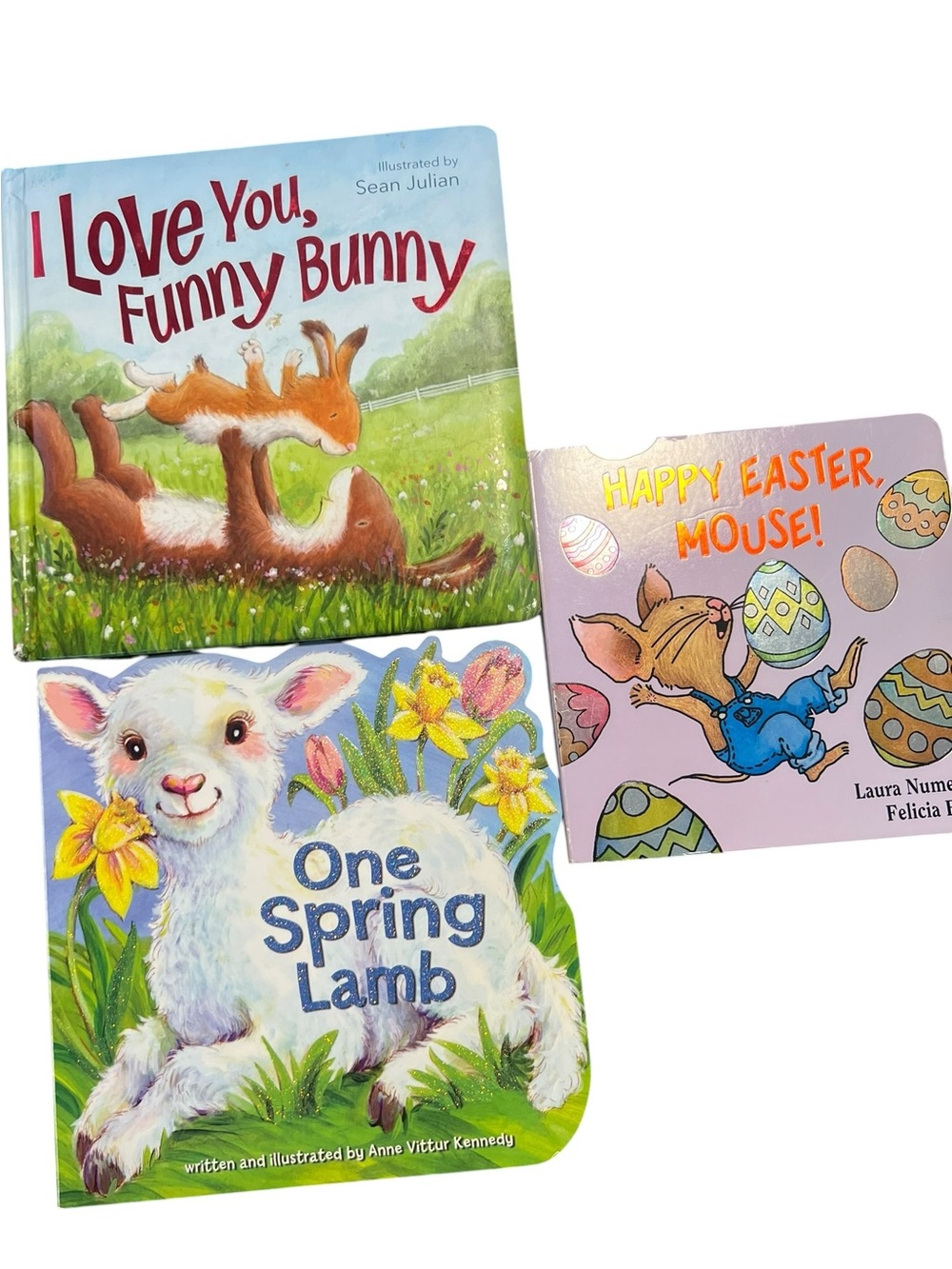 Set of 3 Illustrated Board Books — Pastel Spring Colors Easter